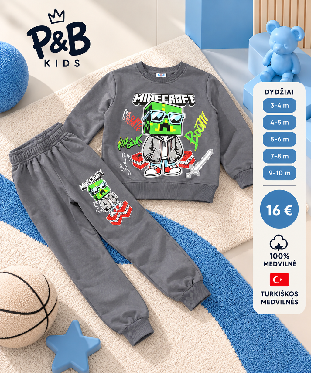 Berniukiškas MINECRAFT sportinis kostiumėlis